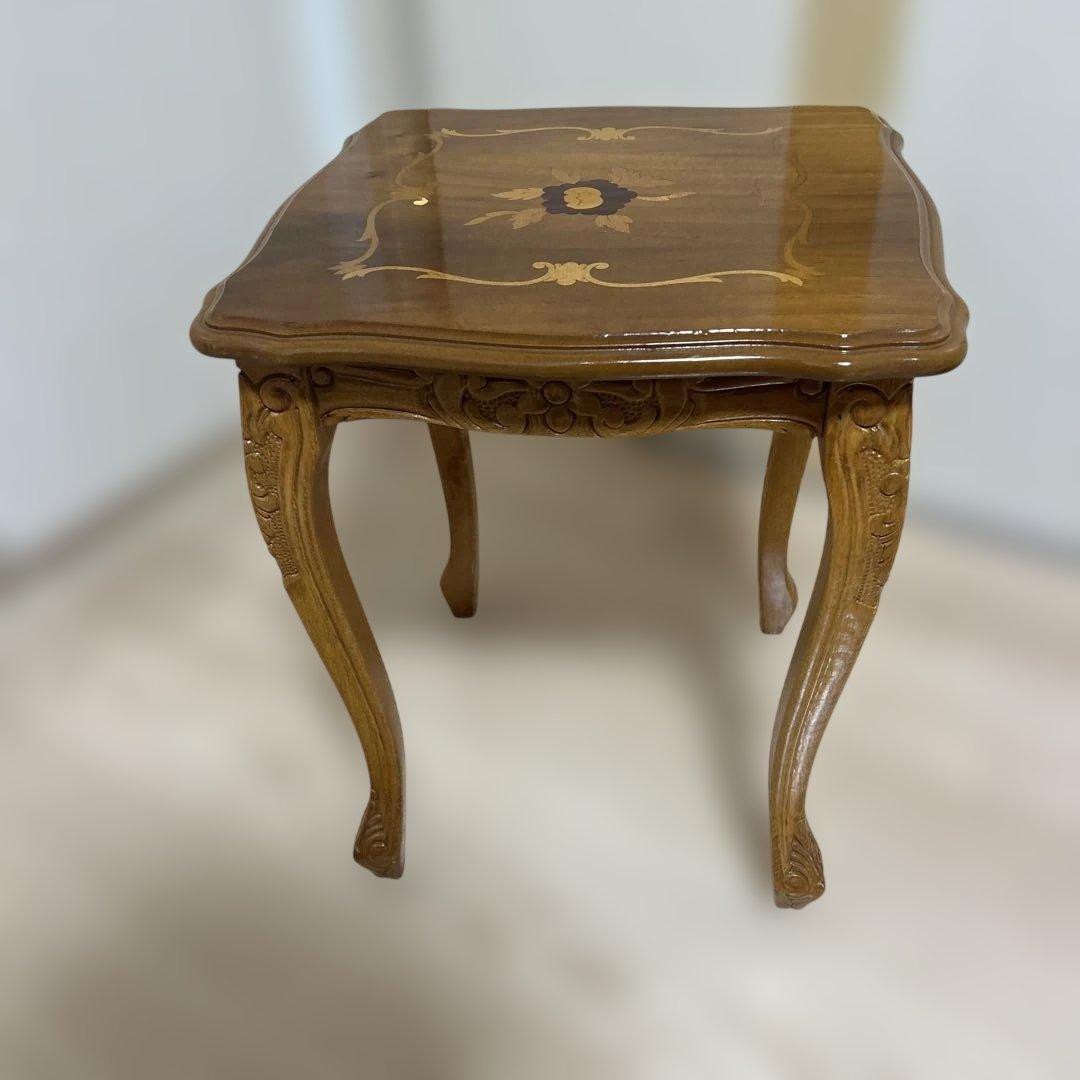 美品✨イタリア製　サイドテーブル　象嵌細工　猫脚　ネストテーブル　アンティーク