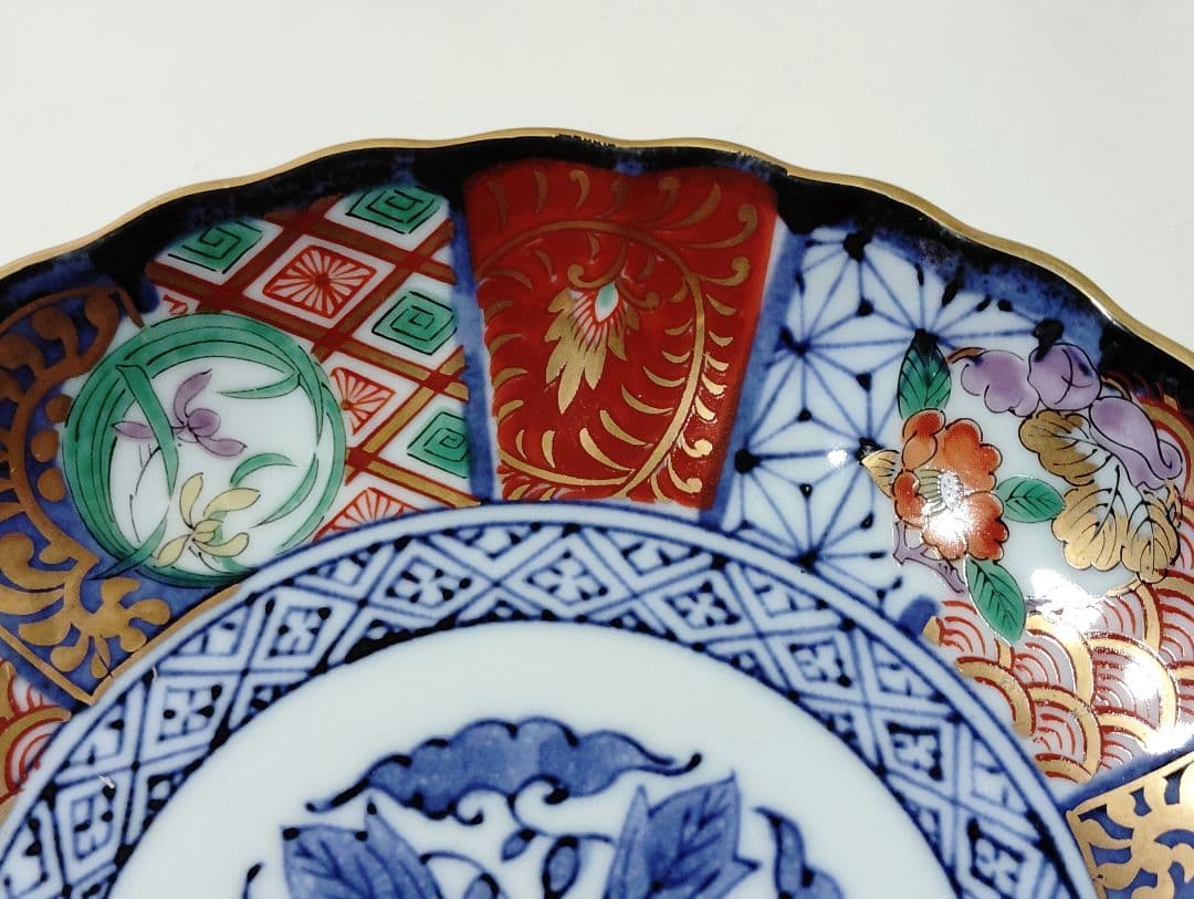 お正月　有田焼　龍峰窯　金彩古伊万里　祥瑞花丸紋　銘々皿　5枚