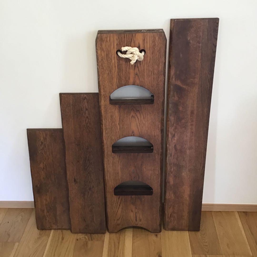 木製三角形ラック 3段 ブラウン