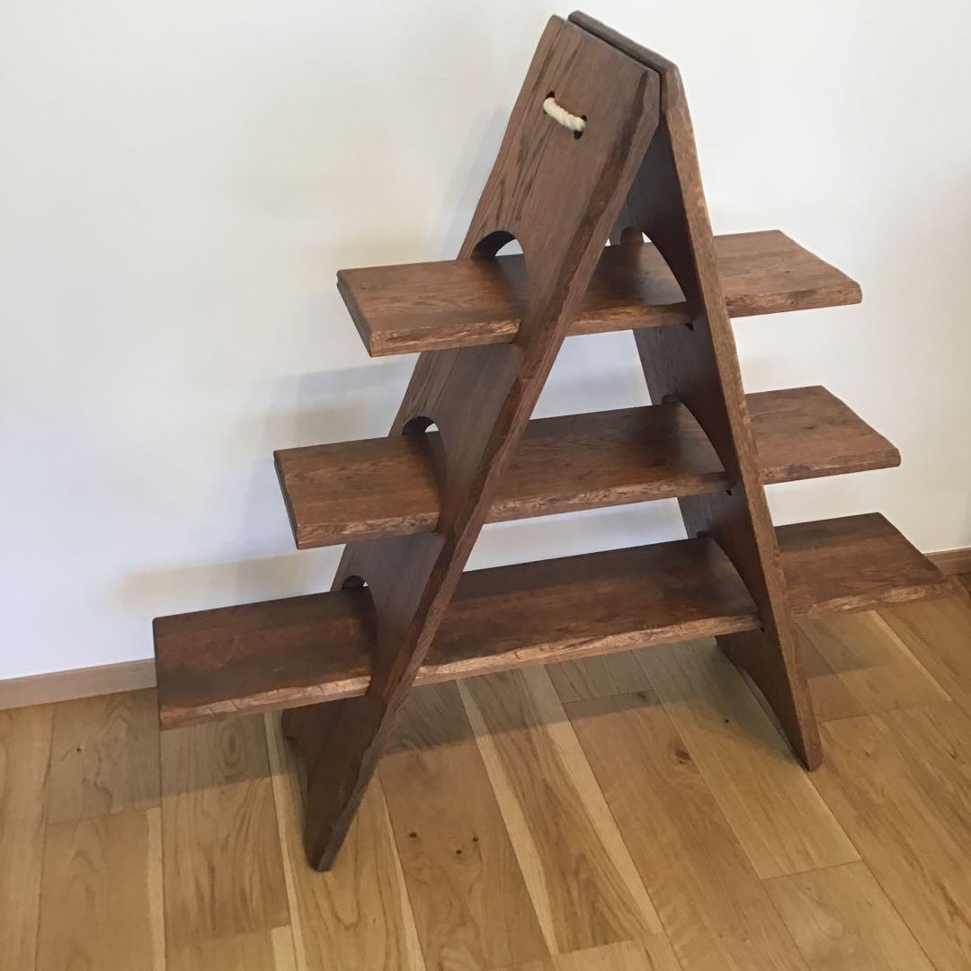 木製三角形ラック 3段 ブラウン