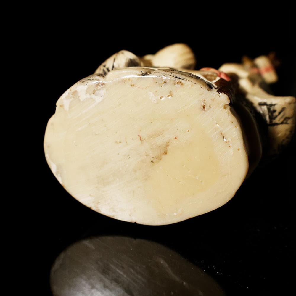 マンモスの牙風 賢人 精密色彩 桃寿 東洋彫刻 仏像 中国 古玩 美術品