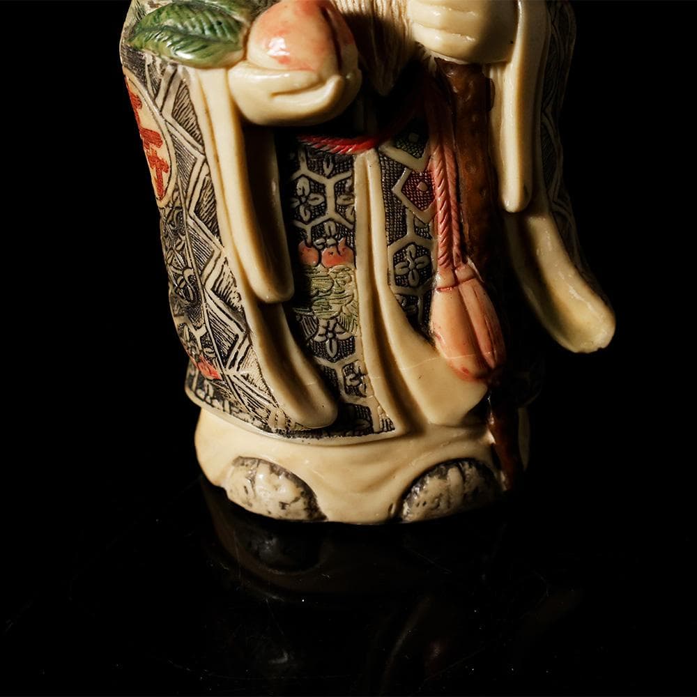 マンモスの牙風 賢人 精密色彩 桃寿 東洋彫刻 仏像 中国 古玩 美術品