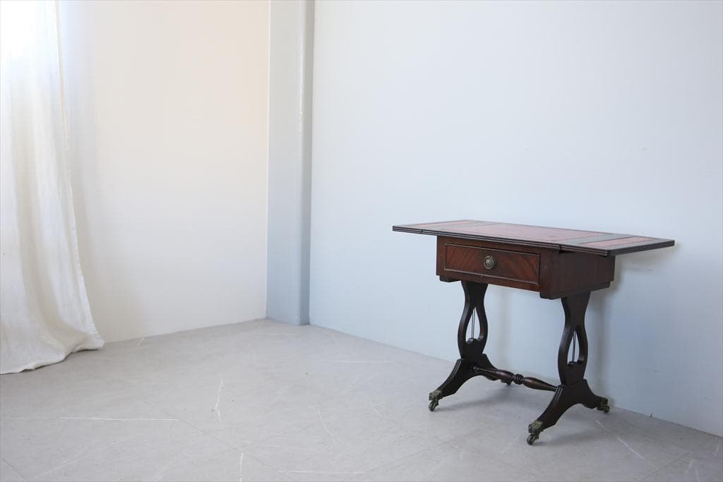 英国アンティーク木製ドロップリーフソファテーブル/折畳机バタフライ(92-281