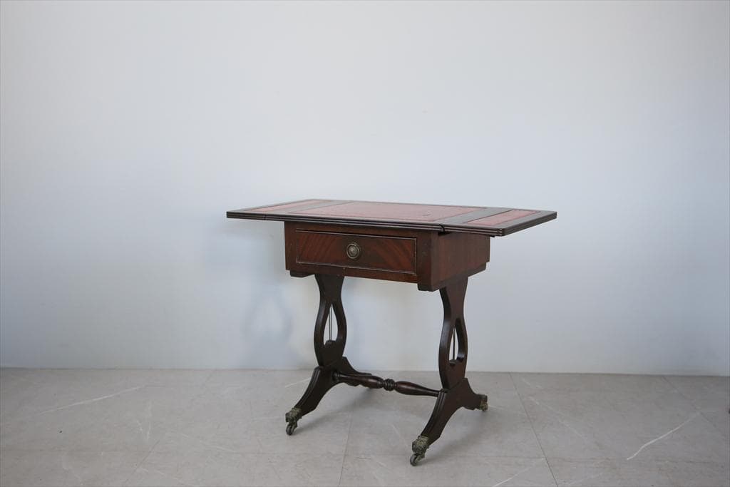 英国アンティーク木製ドロップリーフソファテーブル/折畳机バタフライ(92-281