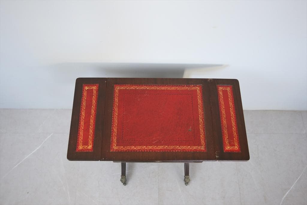 英国アンティーク木製ドロップリーフソファテーブル/折畳机バタフライ(92-281