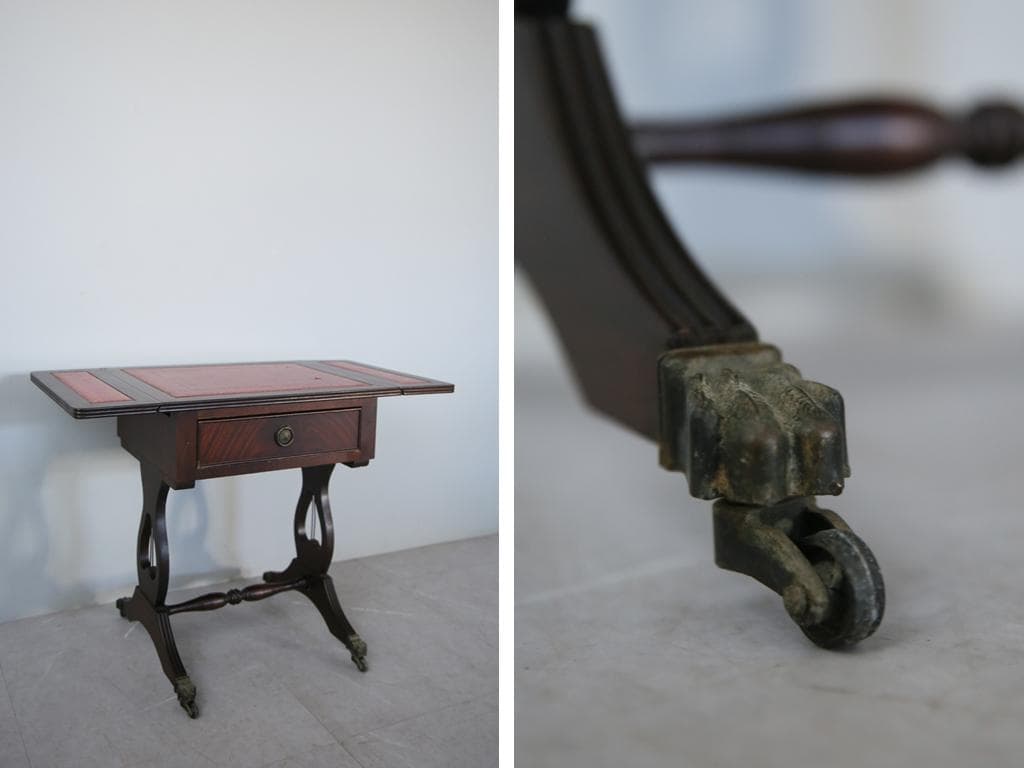 英国アンティーク木製ドロップリーフソファテーブル/折畳机バタフライ(92-281