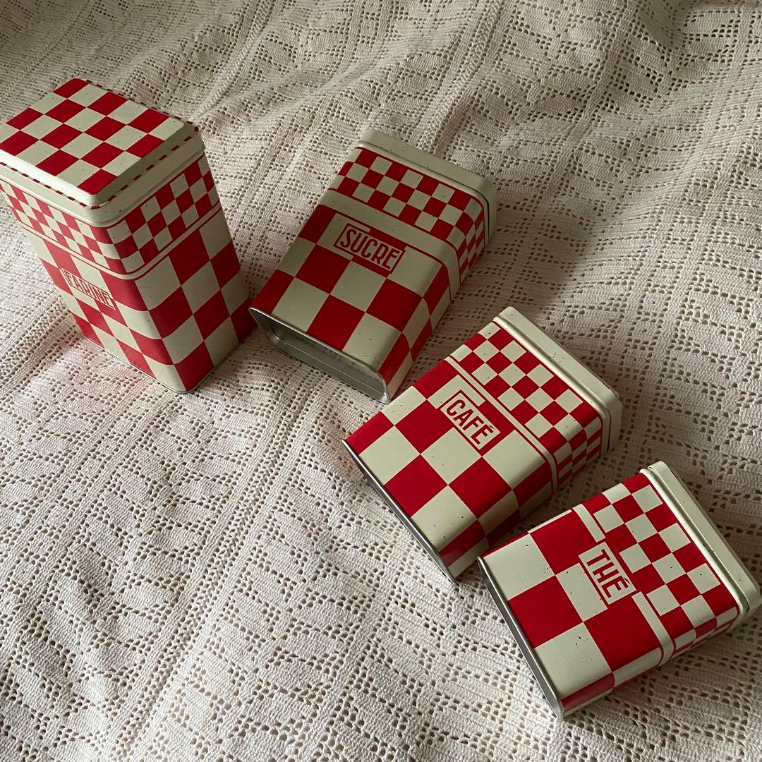 コントワール・ドゥ・ファミーユ　ティン 缶ダミエ キャニスター ４個セット