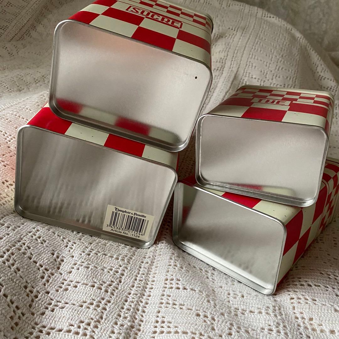 コントワール・ドゥ・ファミーユ　ティン 缶ダミエ キャニスター ４個セット