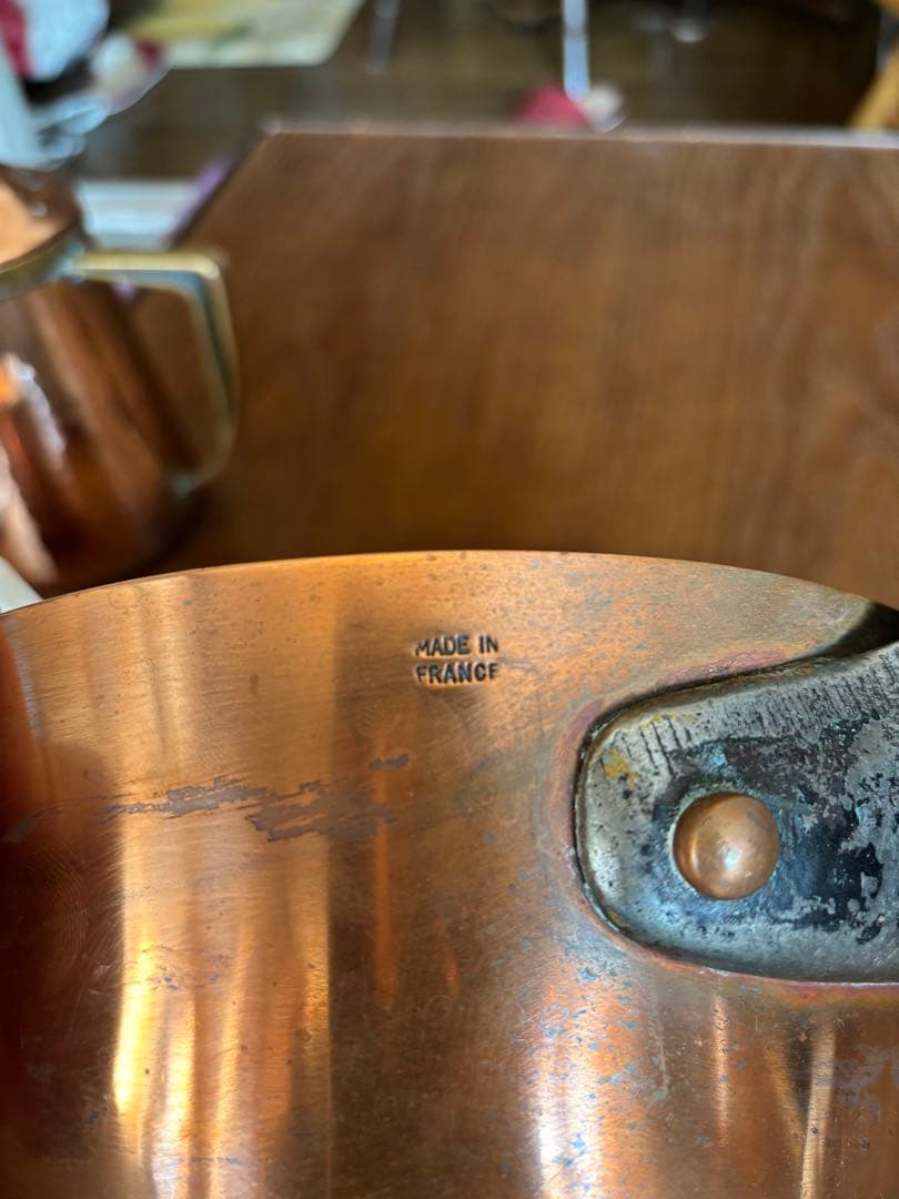 フランス製 銅鍋 錫引き片手鍋 直径約20cm - メルカリ