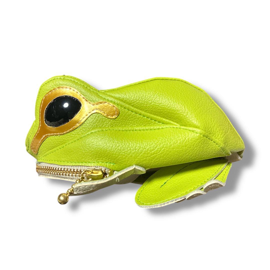 未使用 蛙堂 カエルポーチ 緑 グリーン アマガエル 黄緑 インテリア 雑貨