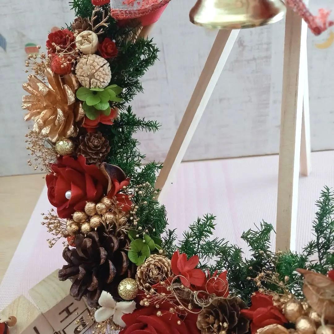 No127 どぉーんと大きめ❤︎赤バラと木の実のキラキラクリスマスリース