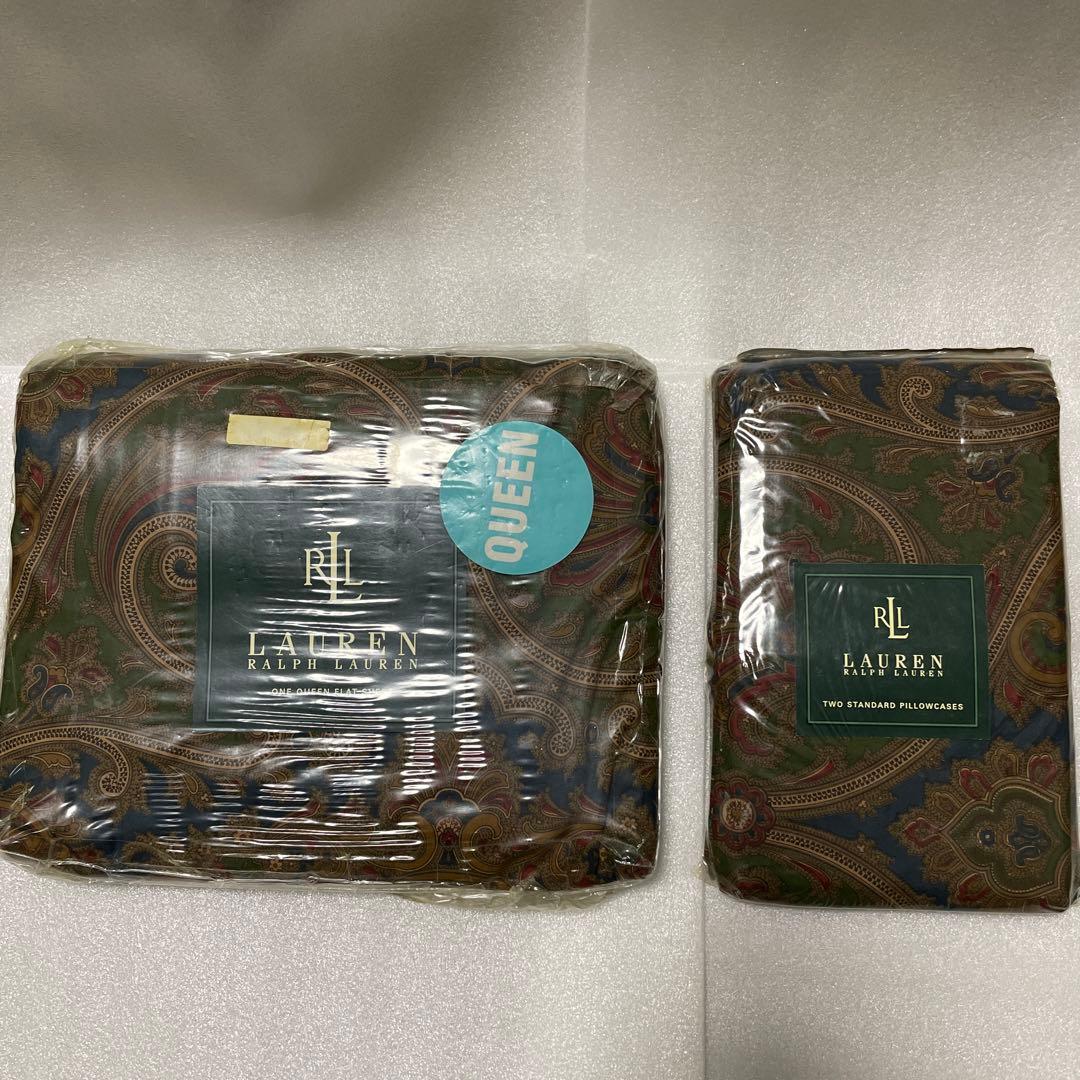 【新品未使用】Ralph Lauren クイーン フラットシーツ、枕カバーセット