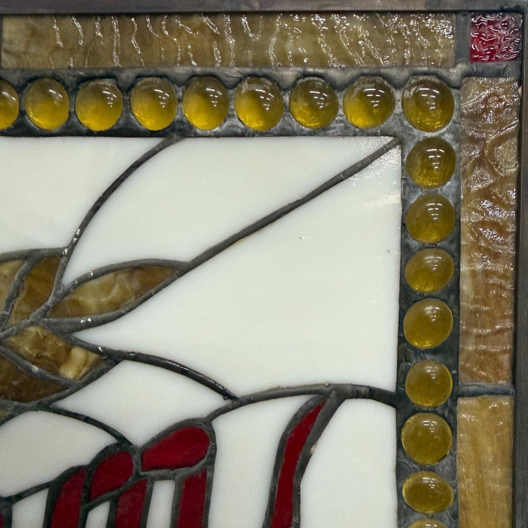 送料込み【希少】【幅67㎝】グレインベルト 特大ステンドグラス 看板