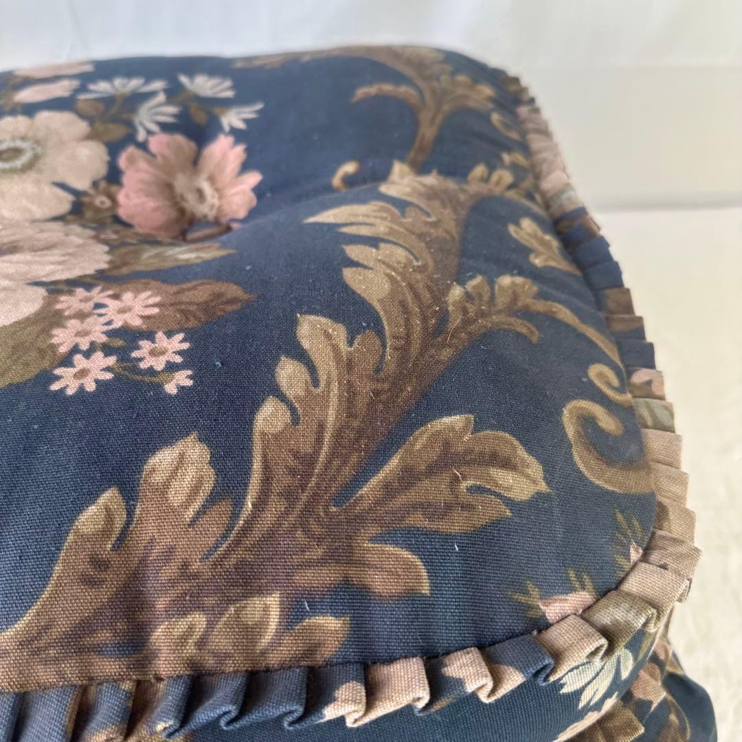 飛騨産業 ネイビー フラワーパターン オットマン