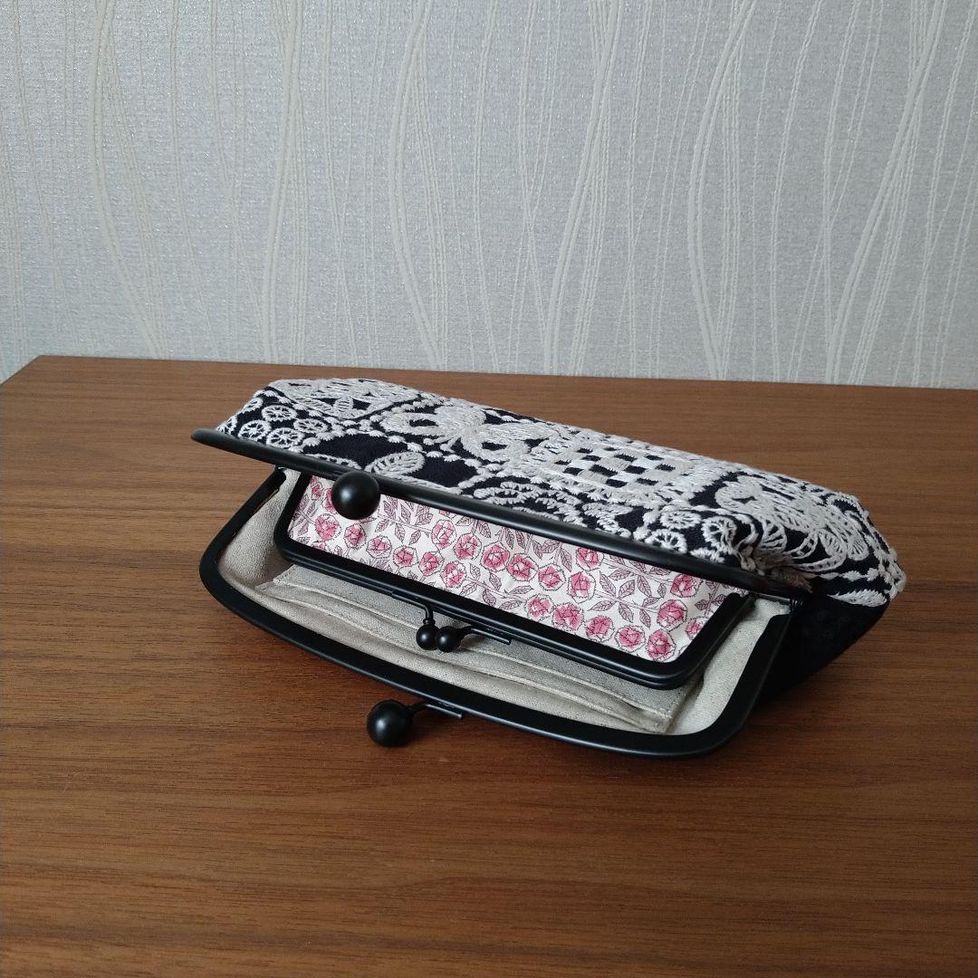 new❁ マットブラック口金 親子がま口財布 ☆ミナペルホネン ハンドメイド