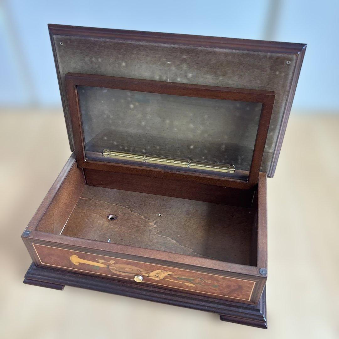 ⚠️箱のみ⚠️リュージュ72弁シリンダーオルゴール用 ボックス　空箱　楽器の象嵌模様