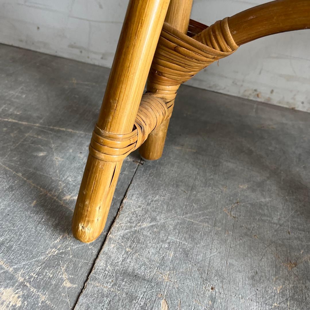 ヴィンテージ ラタン 籐 フラワースタンド 花台 開閉式 昭和レトロ