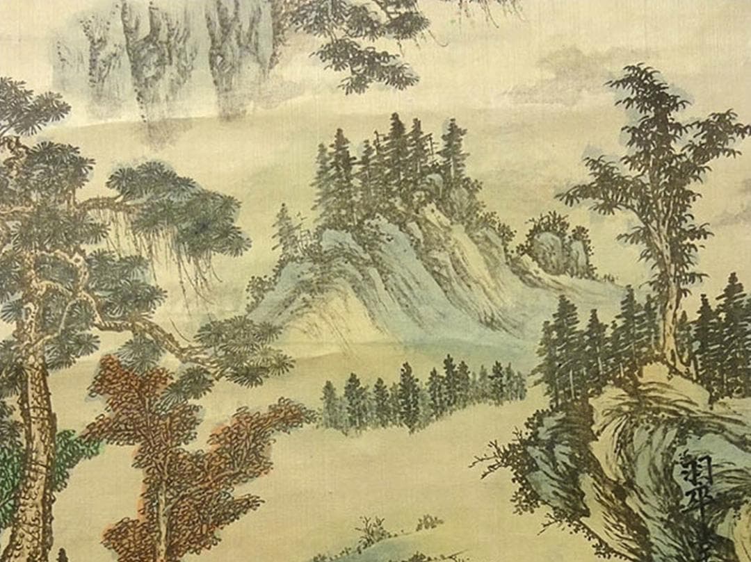 大幅掛軸 田中翠堂『彩色山水』絹本 肉筆 共箱付 掛け軸 g04159 - メルカリ