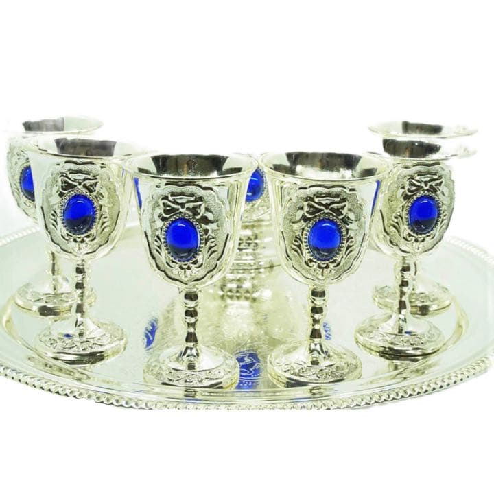 8点セット☆新品☆【イスラム食器】ポット＆グラス6客＆トレー セット