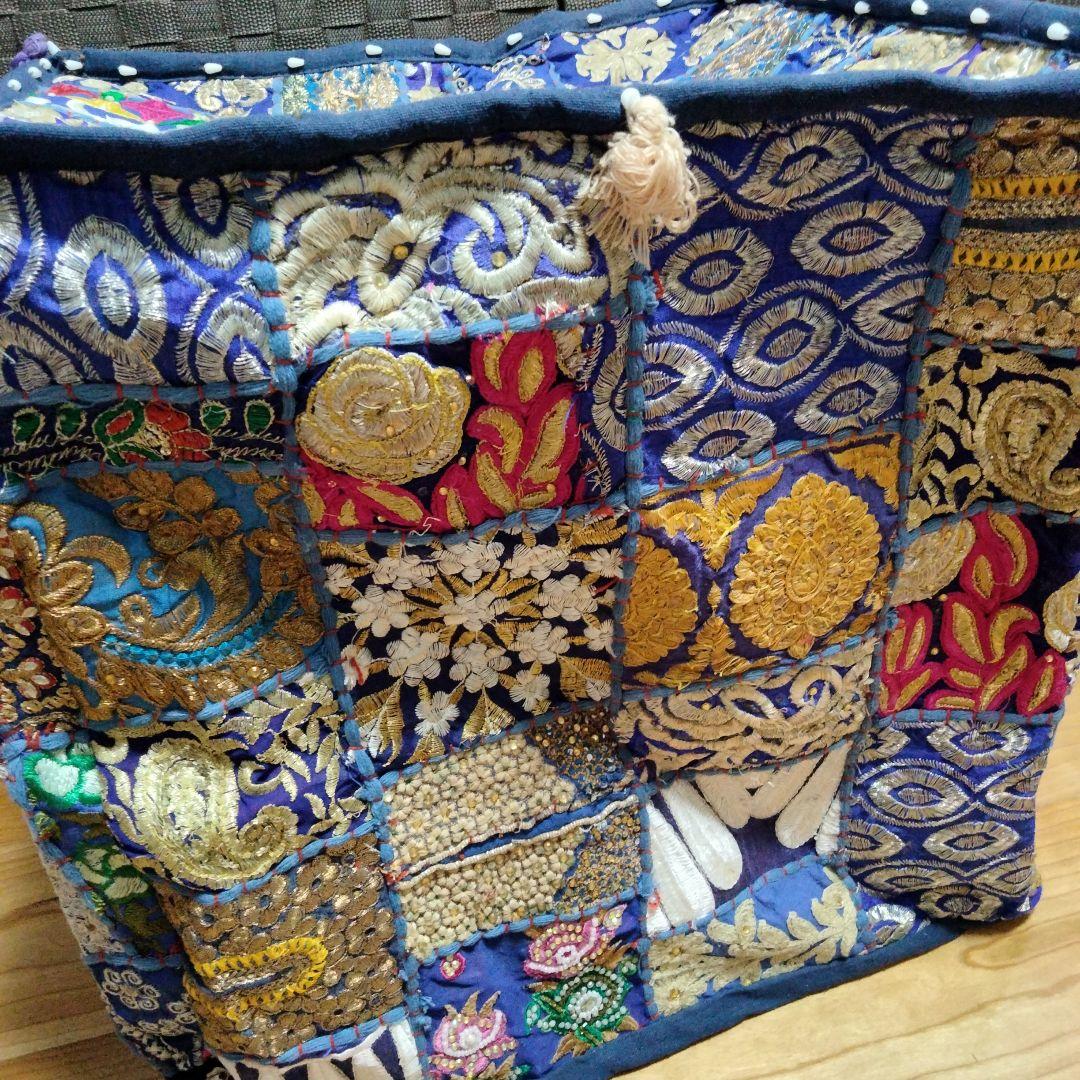 インド カンバディア パッチワーク ネイビー 【6-31】