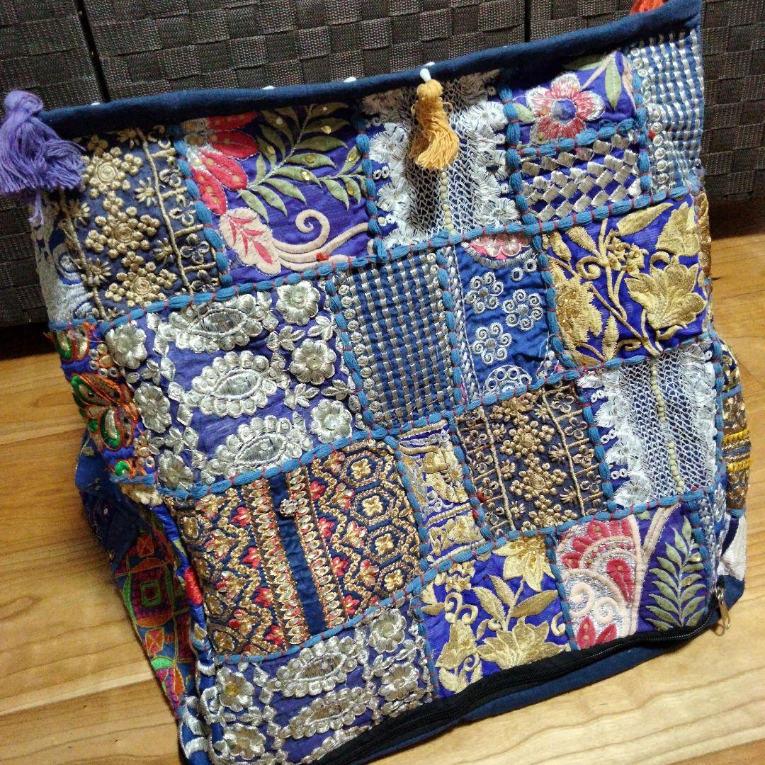 インド カンバディア パッチワーク ネイビー 【6-31】