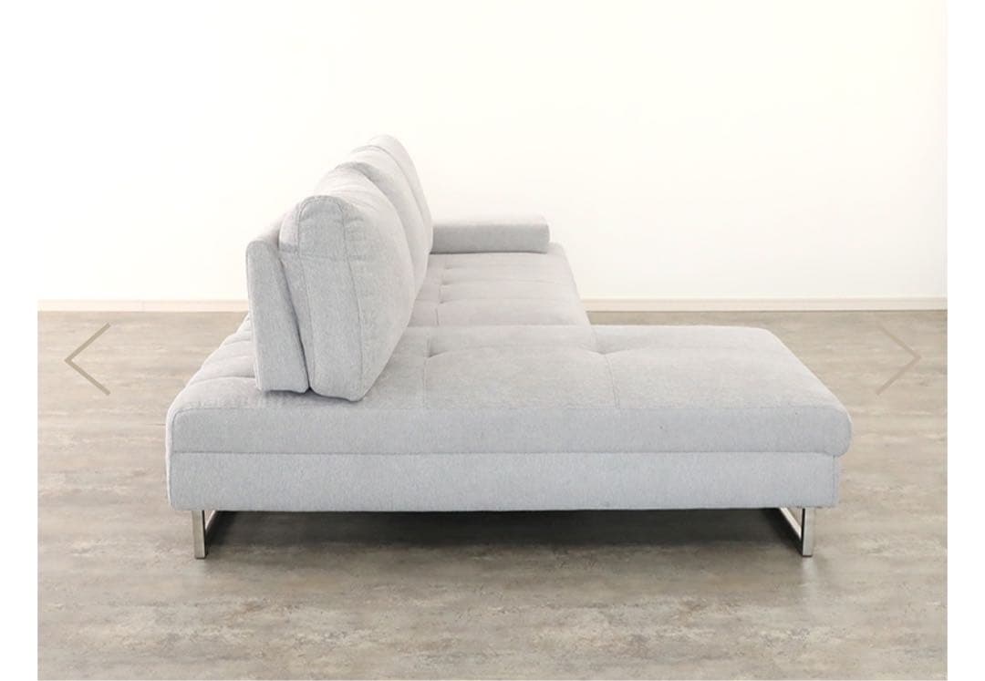 TOKYOインテリア ライトグレー コーナーソファ メタル脚付き　カウチのみ