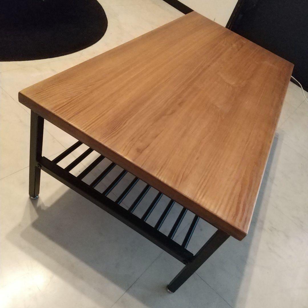 カフェテーブル ローテーブル 男前 モダン ヴィンテージ リビングテーブル 木目