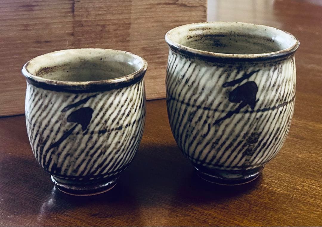 人間国宝 島岡達三 象嵌夫婦湯呑 ペア - メルカリ