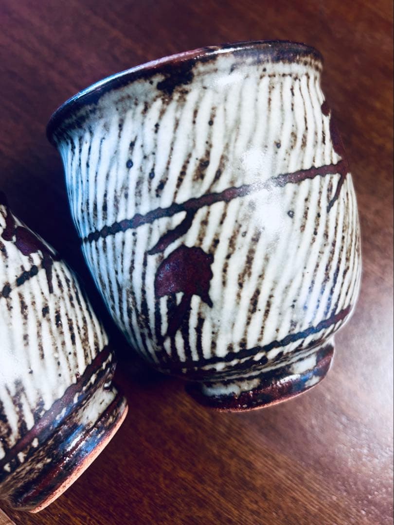 人間国宝 島岡達三 象嵌夫婦湯呑 ペア - メルカリ