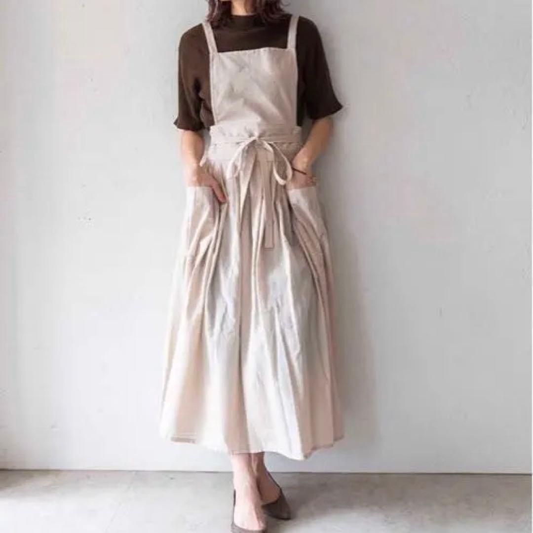 【sara BY RIS 】Flare design エプロン　ベージュ