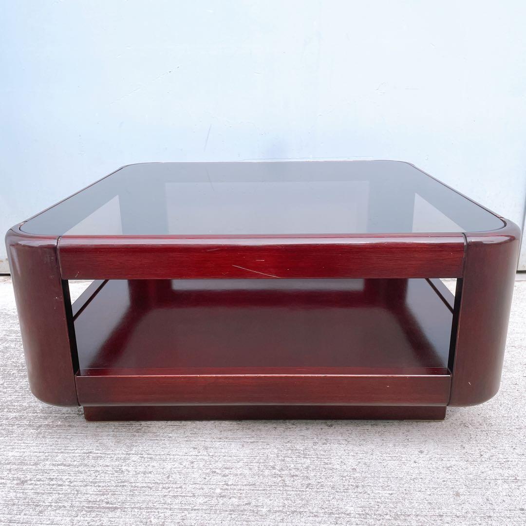 【美品】ビンテージ ナガノインテリア スクエアガラステーブル 稀少デザイン