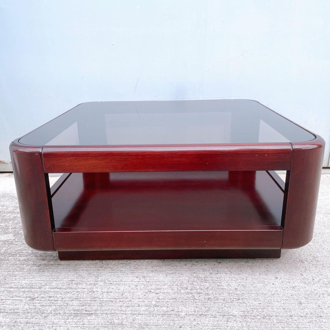 【美品】ビンテージ ナガノインテリア スクエアガラステーブル 稀少デザイン