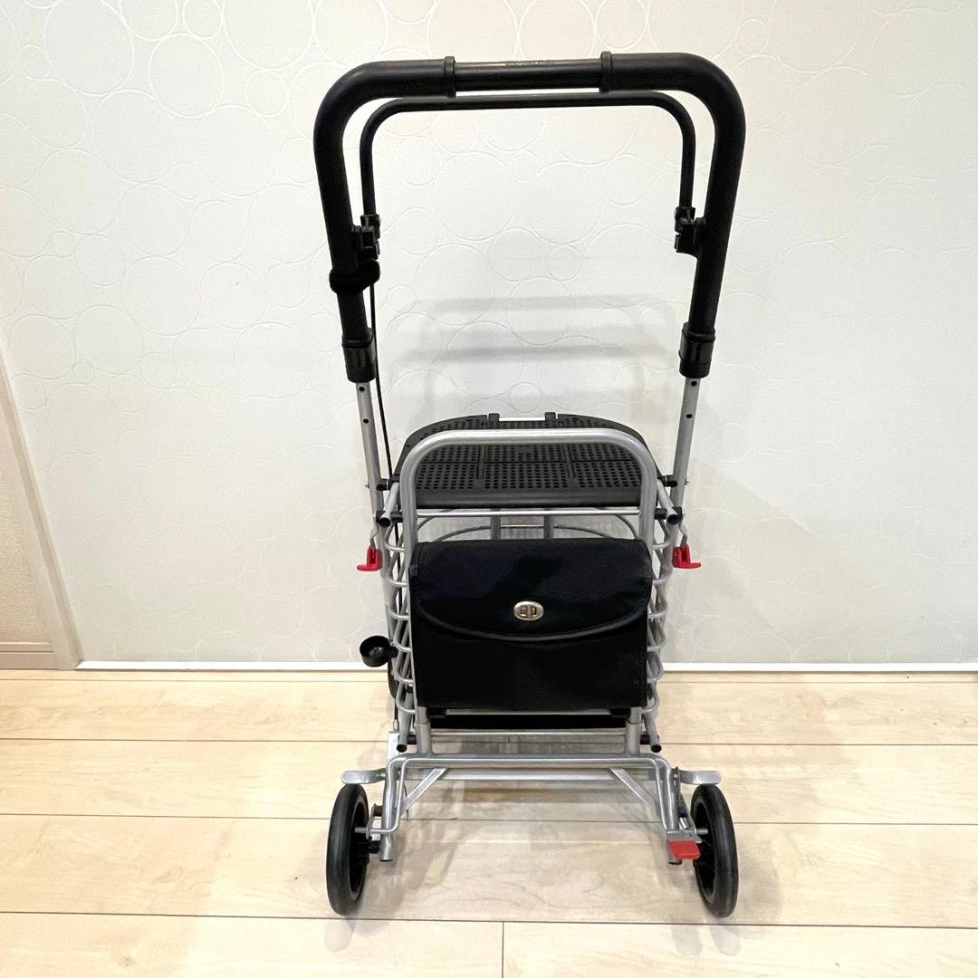 【良品】島製作所 シルバーカー ハーモニーAL 折りたたみ 座面付き 歩行カート
