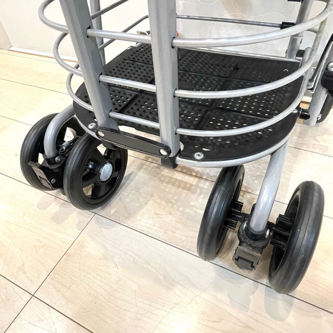 【良品】島製作所 シルバーカー ハーモニーAL 折りたたみ 座面付き 歩行カート