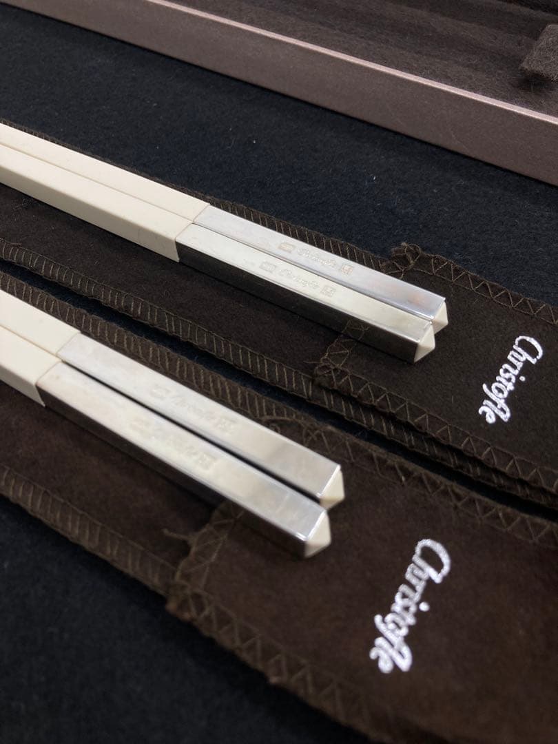 【美品】Christofle クリストフル 高級箸セット 2膳 白ホワイト