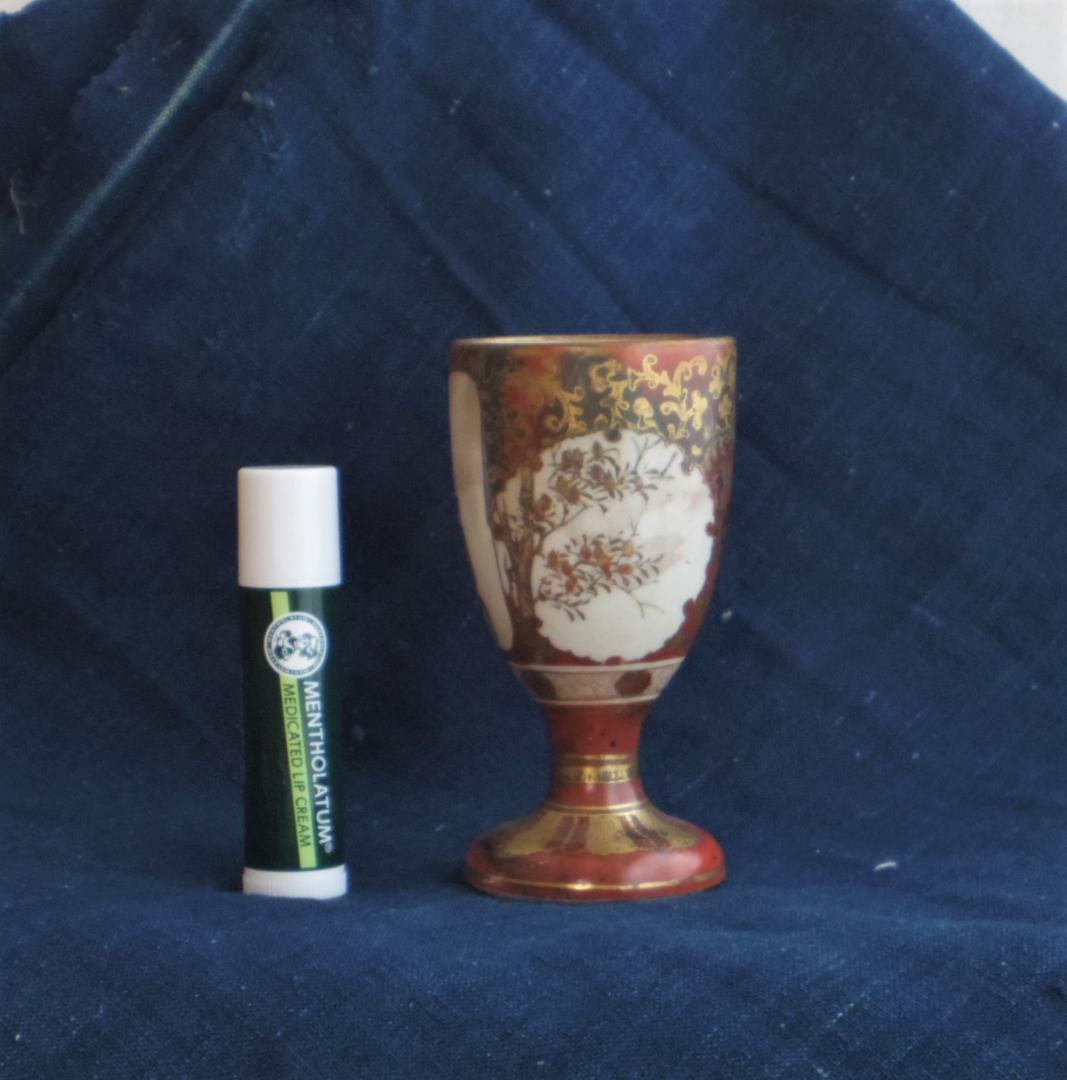 九谷杯「大日本於九谷 芙蓉堂..」 明治期 ☆色絵の摩耗があり