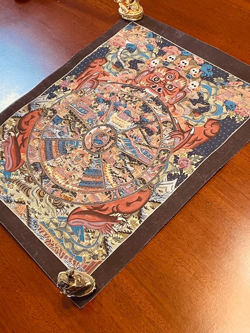 SALEチベット密教 手描き曼荼羅（マンダラ）タンカ【新品・一点物】肉筆画 D3