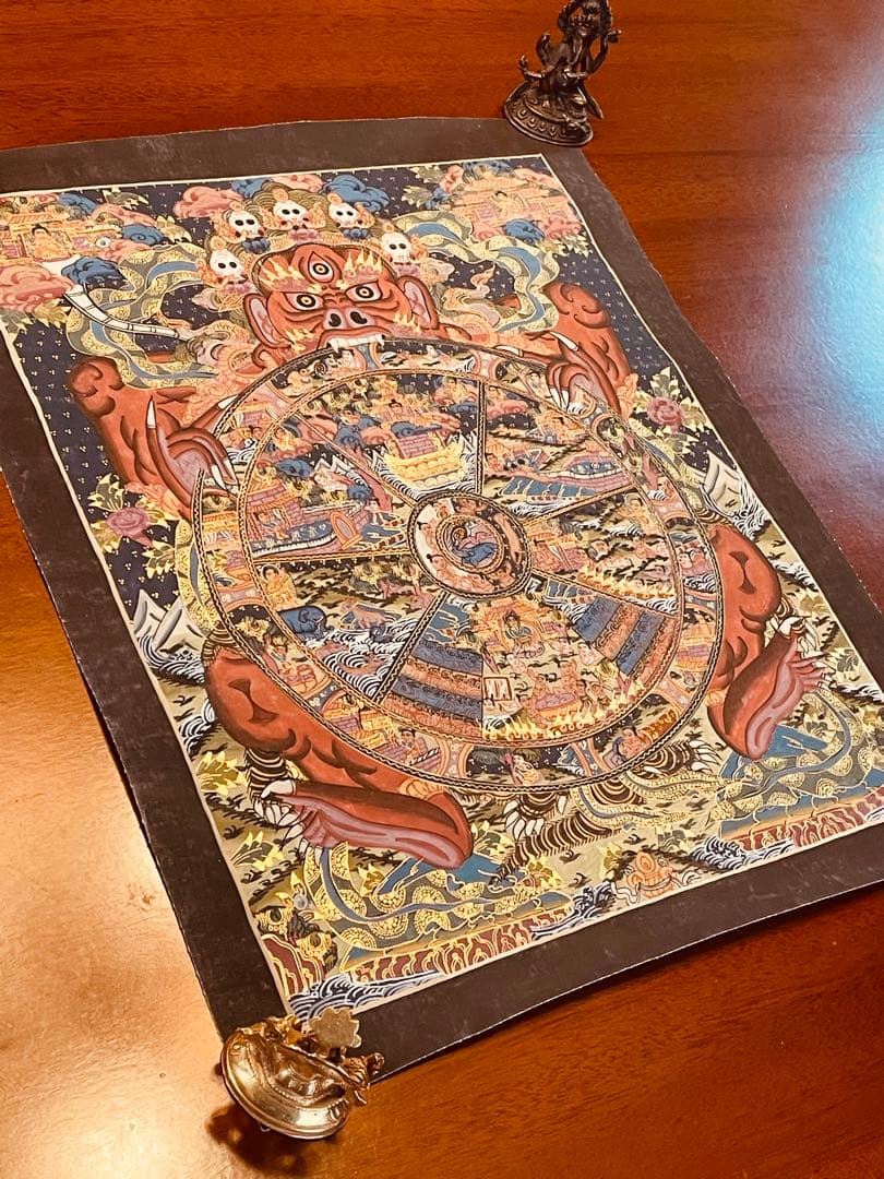 SALEチベット密教 手描き曼荼羅（マンダラ）タンカ【新品・一点物】肉筆画 D3