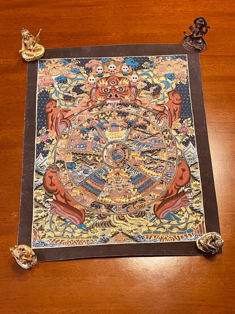 SALEチベット密教 手描き曼荼羅（マンダラ）タンカ【新品・一点物】肉筆画 D3