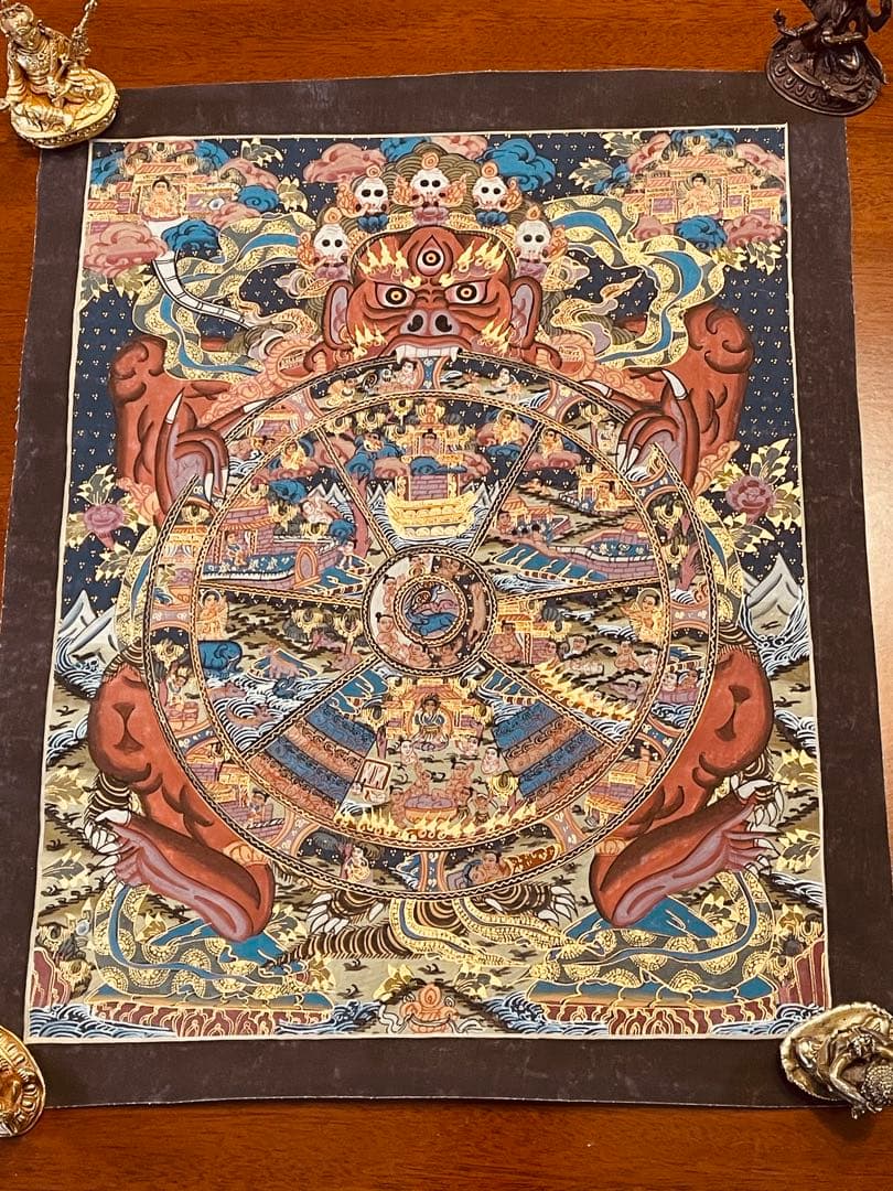 SALEチベット密教 手描き曼荼羅（マンダラ）タンカ【新品・一点物】肉筆画 D3