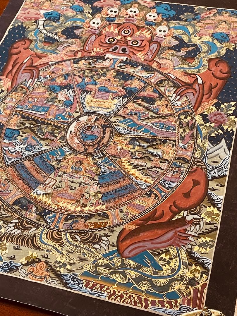 SALEチベット密教 手描き曼荼羅（マンダラ）タンカ【新品・一点物】肉筆画 D3