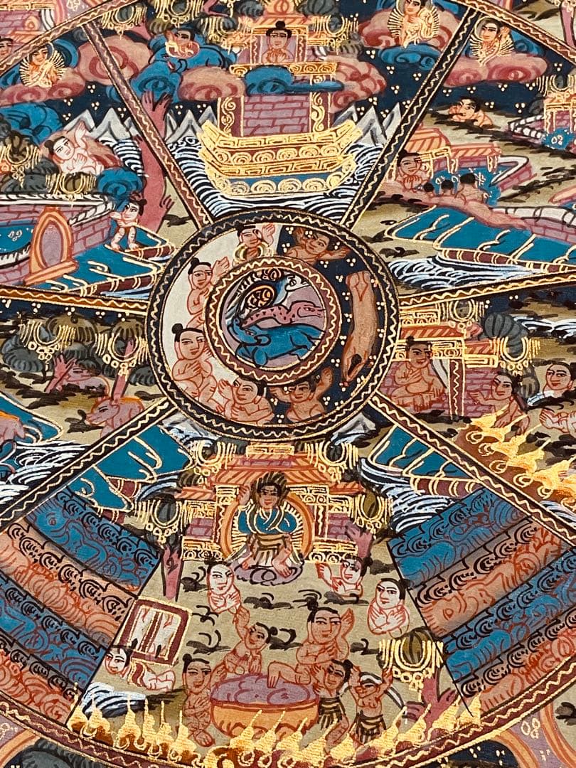 SALEチベット密教 手描き曼荼羅（マンダラ）タンカ【新品・一点物】肉筆画 D3