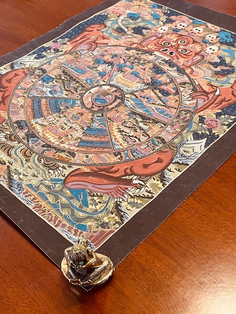 SALEチベット密教 手描き曼荼羅（マンダラ）タンカ【新品・一点物】肉筆画 D3