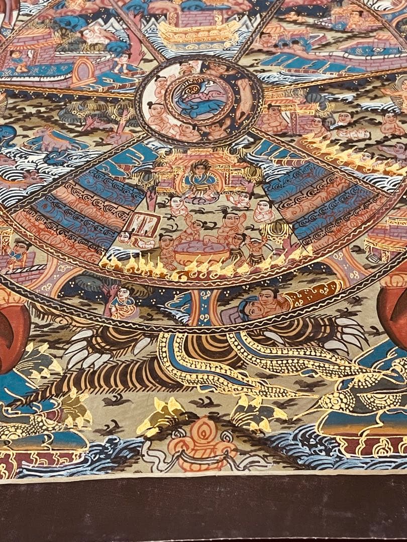 SALEチベット密教 手描き曼荼羅（マンダラ）タンカ【新品・一点物】肉筆画 D3