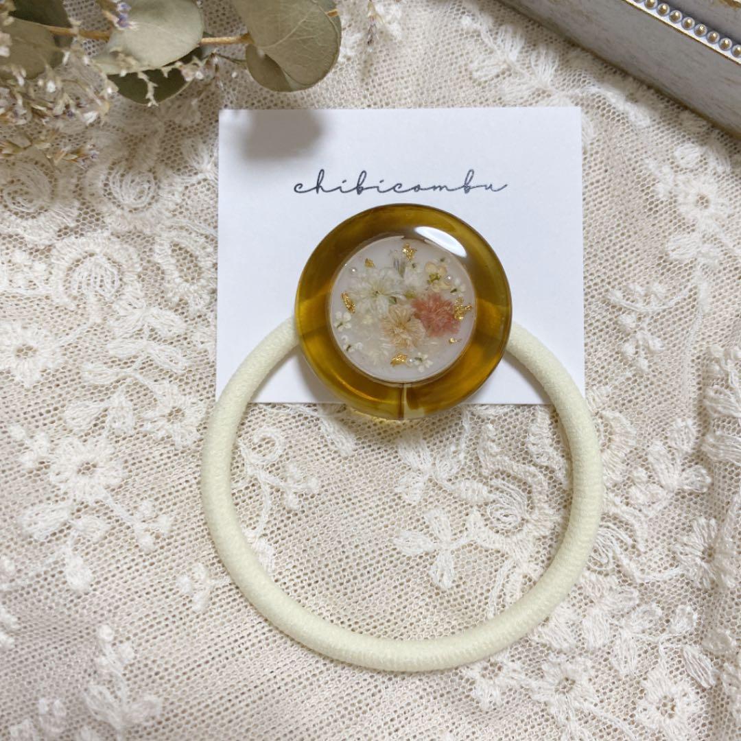 ハンドメイド レジン　お花　ヘアゴム　ポニーフック　ブローチ　no.226