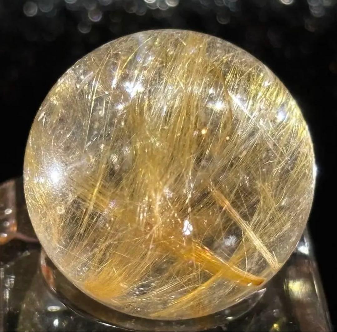 【金運、仕事運上昇】ミニルチルスフィア⭐️満ち満ちゴールド⭐️台座付き R72