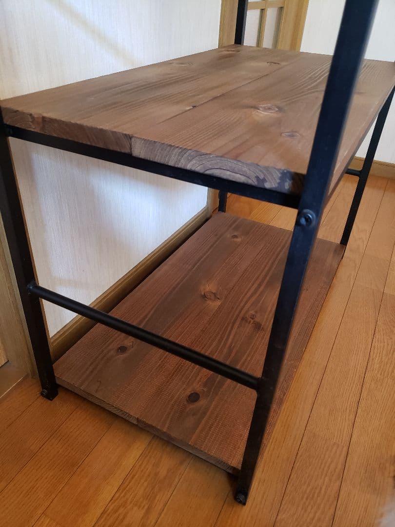 専用ページ※オーダー品 木製アイアンラック※大　三段　ウォールナット　棚