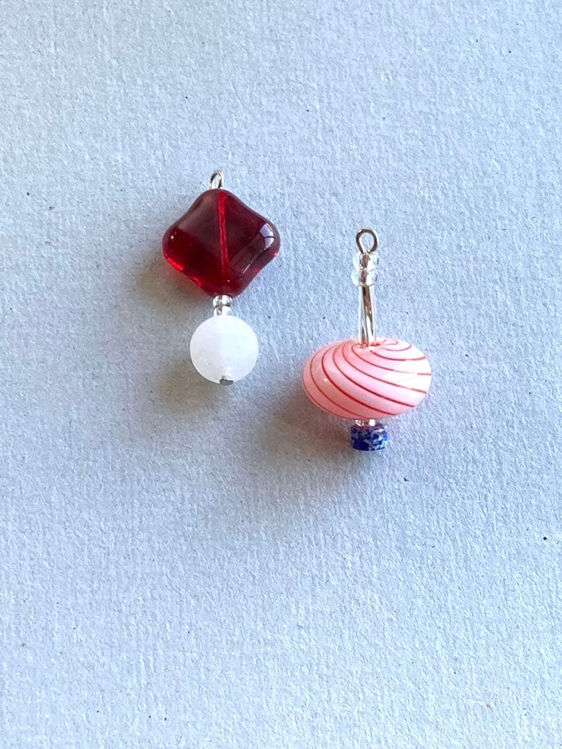 no.196 縞々の吹きガラスとホワイトジェイド