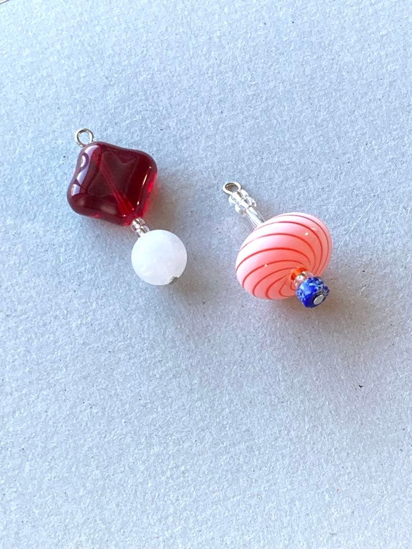 no.196 縞々の吹きガラスとホワイトジェイド