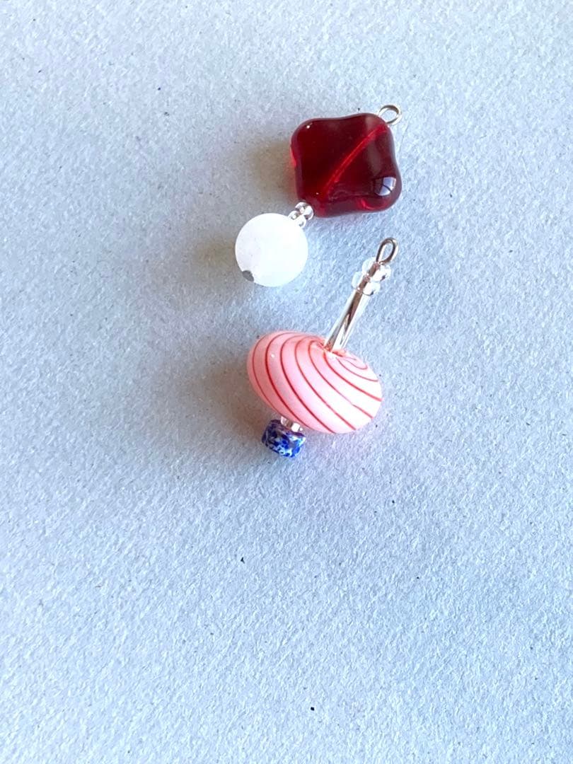 no.196 縞々の吹きガラスとホワイトジェイド